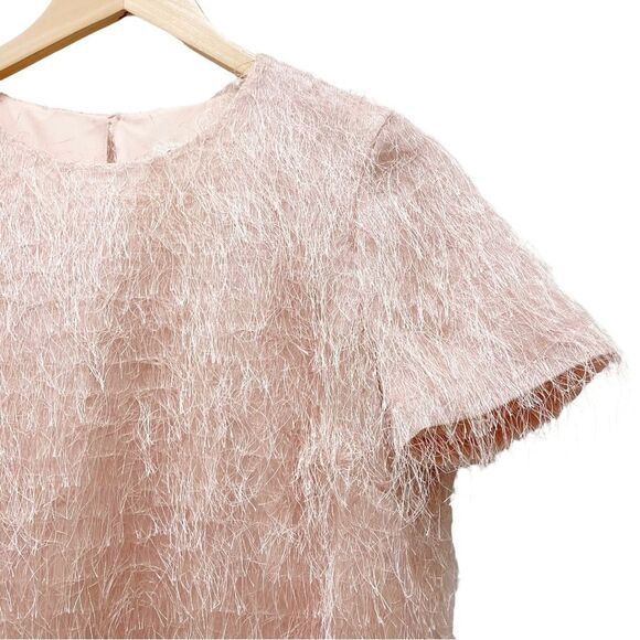 Calvin Klein Pastel Pink Shimmer Eyelash Short Sleeve Sweater Top Size 6 Y2K - Picture 5 of 11